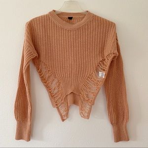 J USA distressed crop sweater